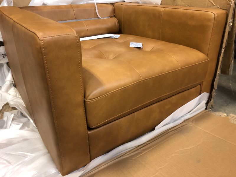 Photo 3 of Amazon Brand – Rivet Cove Mid-Century Modern Tufted Leather Accent Chair