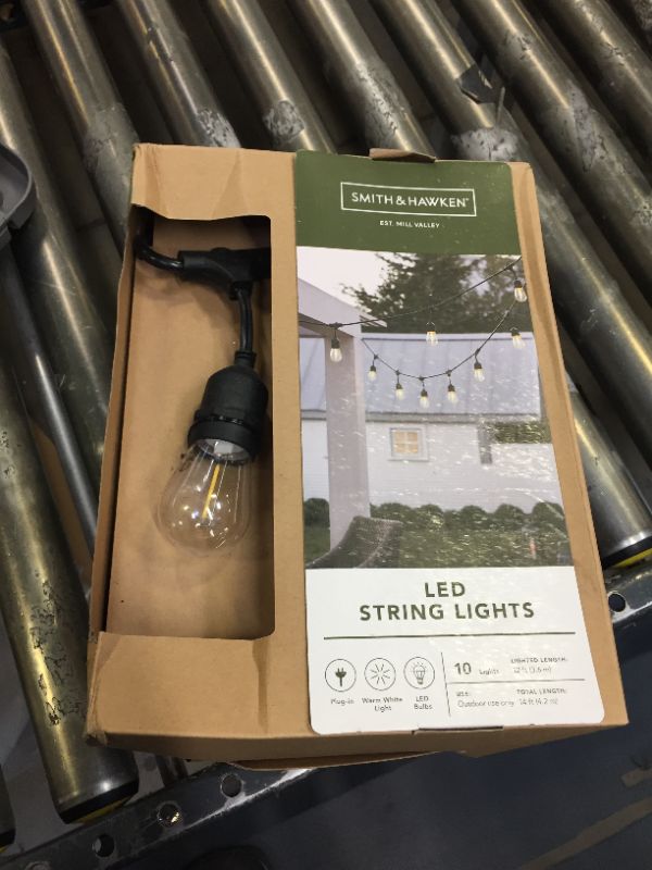 Photo 2 of 10ct Vintage LED Outdoor Drop String Lights with Tube Filaments Black - Smith  Hawken