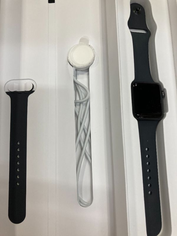 Photo 4 of (LOCKED) Apple Watch Series 3 38mm Smartwatch (GPS Only, Space Gray Aluminum Case, Black Sport Band)