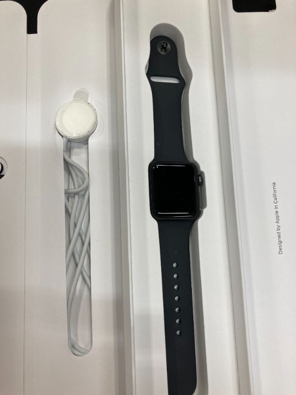 Photo 3 of (LOCKED) Apple Watch Series 3 38mm Smartwatch (GPS Only, Space Gray Aluminum Case, Black Sport Band)