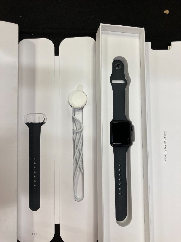 Photo 5 of (LOCKED) Apple Watch Series 3 38mm Smartwatch (GPS Only, Space Gray Aluminum Case, Black Sport Band)