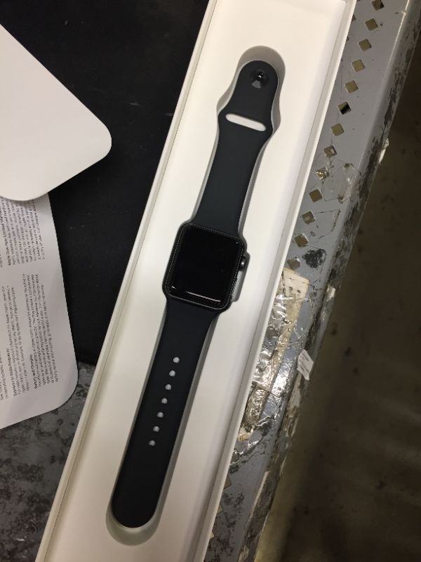 Photo 2 of (LOCKED) Apple Watch Series 3 38mm Smartwatch (GPS Only, Space Gray Aluminum Case, Black Sport Band)