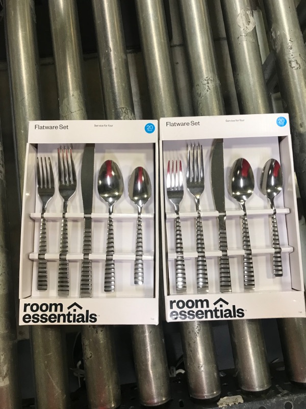 Photo 2 of 2 --------- 20pc Stainless Steel Striped Silverware Set - Room Essentials