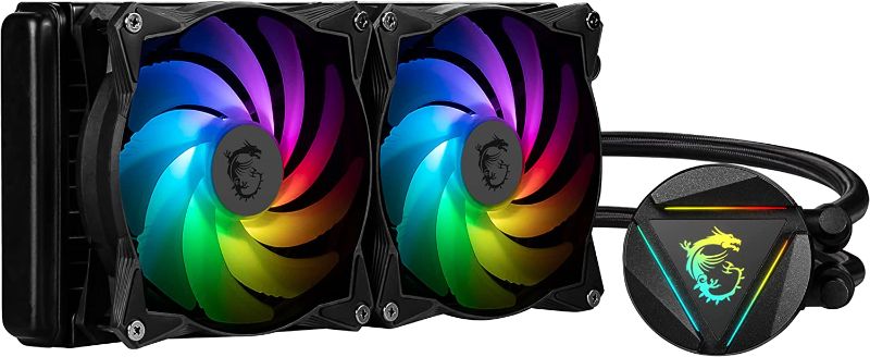 Photo 1 of MSI MAG CoreLiquid 240R V2 - AIO ARGB CPU Liquid Cooler - Rotating Cap Design - LGA 1700 Ready - 240mm Radiator - Dual 120mm ARGB PWM Fans
