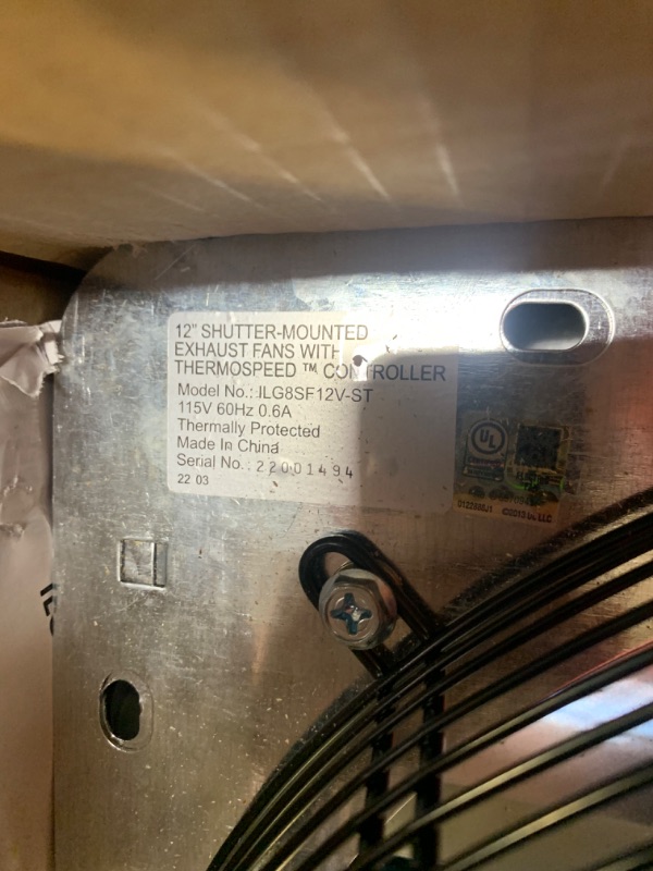 Photo 6 of 12 in. Shutter Exhaust Fan with Thermospeed Controller, 65-Watt, Did not Turn on Selling for Parts