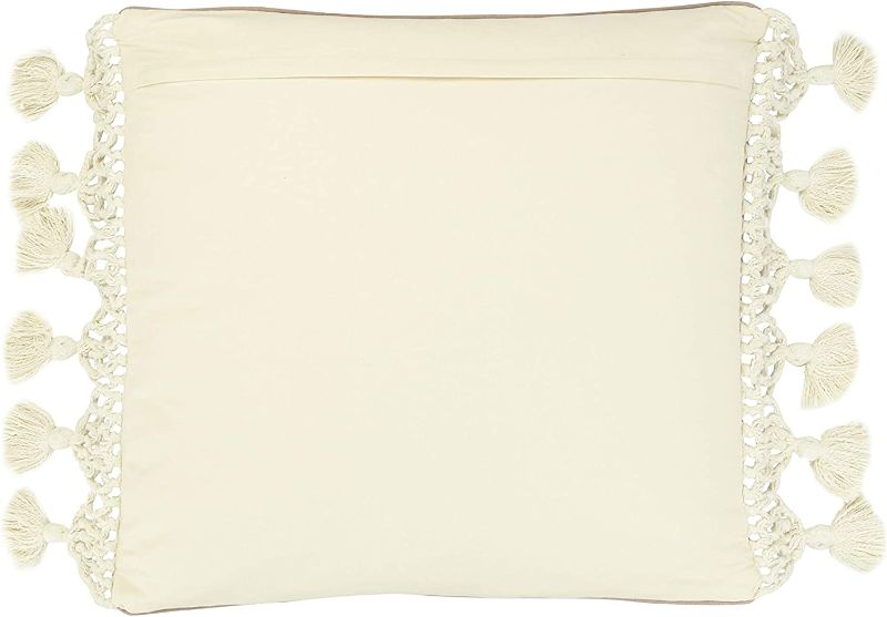 Photo 1 of Bloomingville 26" Square Cotton Woven Canvas Macramé Trim & Tassel Ends Pillow, Rose 
 26"L x 4"W x 26"H

