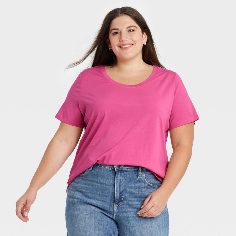 Photo 1 of  Women's Plus Size Short Sleeve Essential Relaxed Scoop Neck T-Shirt - Ava & Viv™- SIZE 4X- 2 PK