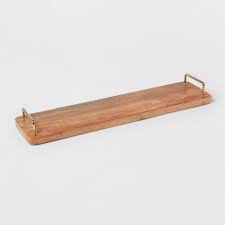 Photo 1 of 20" Mango Wood Serving Board With Gold Metal Handles