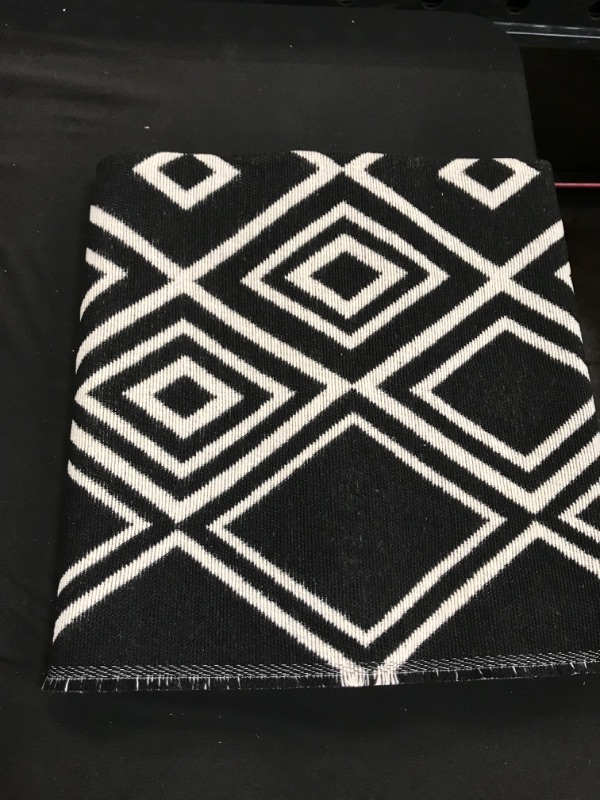 Photo 2 of Chaelilife Modern Kitchen Rug 2'x4.3' Black and White Hallway Runner Rugs Boho Geometric Area Rug Machine Washable Floor Throw Carpet Cotton Farmhouse Rugs for Bedroom Living Room
