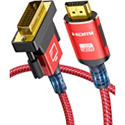 Photo 1 of ?New Version?HDMI to DVI 1080P Cable 6FT, Highwings High-Speed Bi-Directional DVI-D 24+1 Male to HDMI Male Nylon Braid Cable,Gold-Plated Adapter,Aluminum Shell,Compatible PC,Blu-Ray,PS3/4/5 and More

