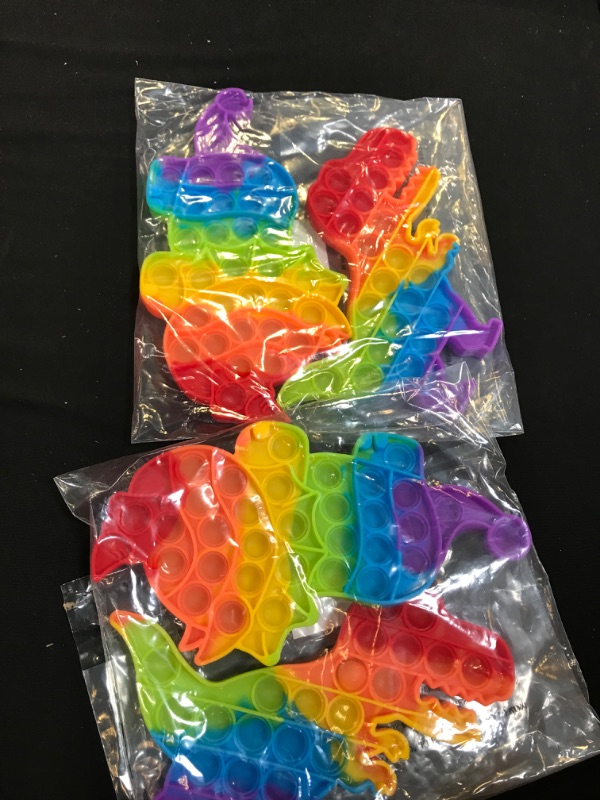 Photo 1 of 2 Pack Push Sensory Bubble Toys It, Set Silicone Cute Boy, Autism Special Needs Anxiety Stress Reliever, Cheap Rainbow Dino Dinosaur Game for Kids (2PCS)
