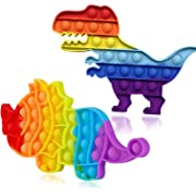 Photo 1 of 2 Pack Push Sensory Bubble Toys It, Set Silicone Cute Boy, Autism Special Needs Anxiety Stress Reliever, Cheap Rainbow Dino Dinosaur Game for Kids (2PCS)
