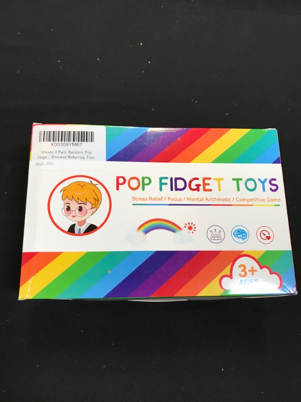 Photo 1 of Abesee 4 Pack Rainbow Pop Fidget Toys, Its Poppers Bubble with Pop Sound Sensory Fidget Toy Tie Dye Unicorn Dinosaur for Kids and Adults Stress Relief, ADHD Autism Silicone Pressure Relieving Toys

