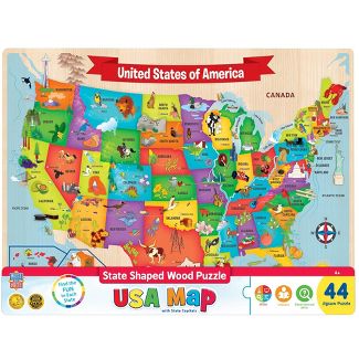 Photo 1 of 2 PACK of MasterPieces 44 Piece Jigsaw Puzzle for Kids - USA Map Wood Puzzle - 16.5"x11.8"

