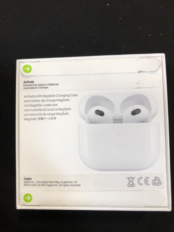 Photo 4 of Apple - AirPods (3rd generation) with MagSafe Charging Case - White, Sealed
