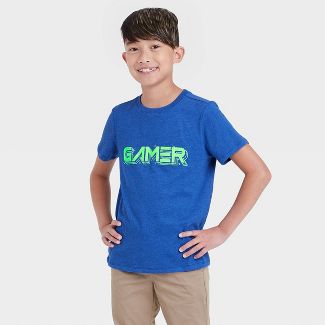 Photo 1 of Boys' 'Gamer' Graphic Short Sleeve T-Shirt - Cat & Jack™ Blue XS **-2Count-**

