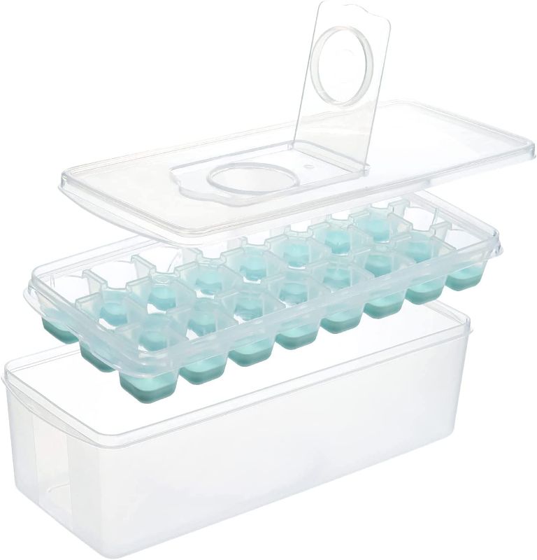 Photo 1 of 
Ice Cube Tray with Lid and Storage Bin for Freezer, Easy-Release 24 Mini Nugget Ice Tray with Spill-Resistant Cover, Container, Scoop, Flexible Durable...--BLUE 