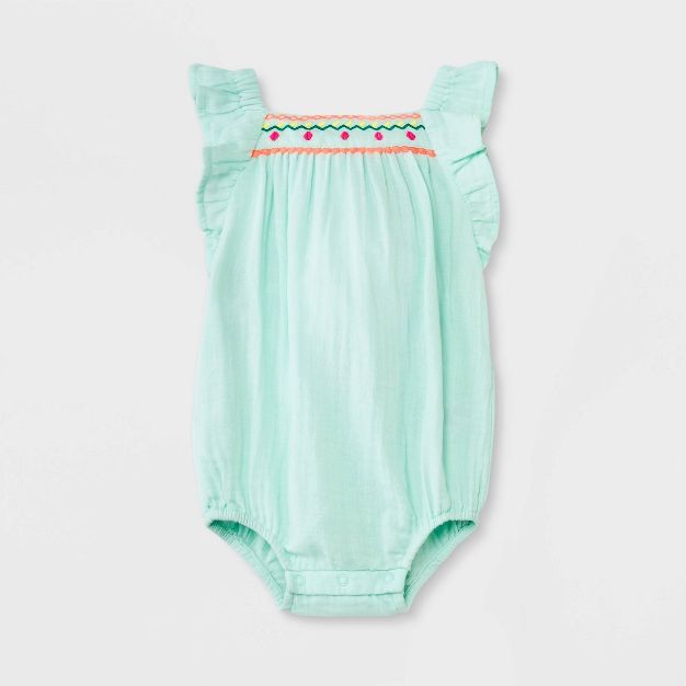 Photo 1 of Baby Girls' Trim Romper - Cat & Jack™ Mint Green

--size 18m