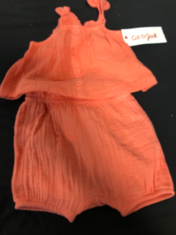 Photo 2 of Baby Girls' 2pc Sunbeam Gauze Top & Bottom Set - Cat & Jack™ Coral Pink
0-3m
