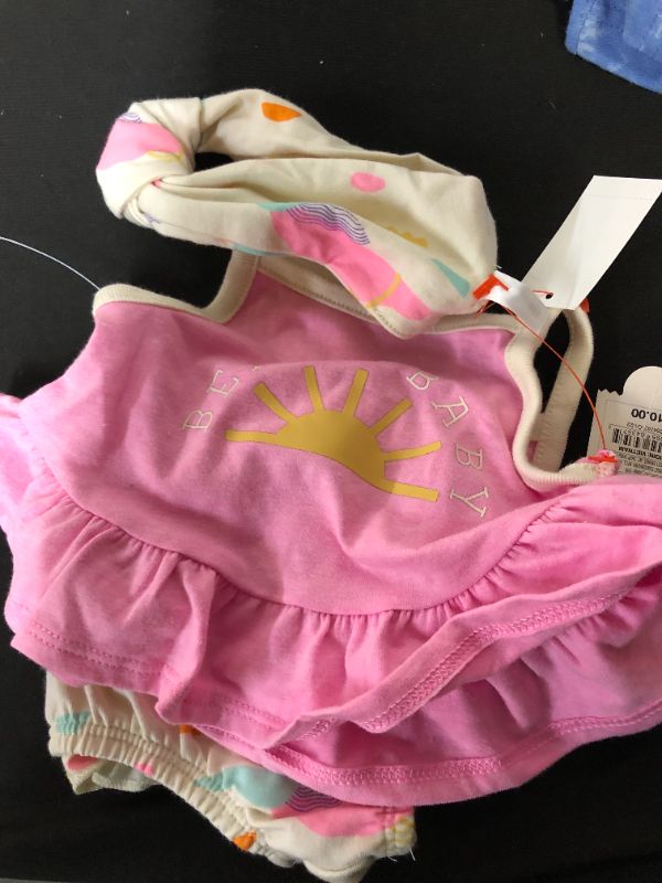 Photo 2 of Baby Girls' Beach Baby Top & Bottom Set with Headband - Cat & Jack™ Pink---3-6m