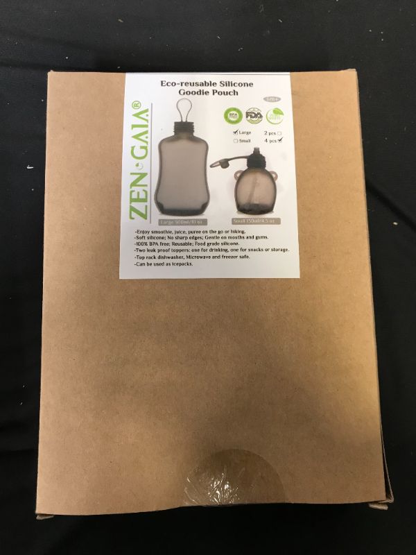 Photo 2 of Zen Gaia Silicone Breast milk storage bag 10oz.(4 Pk) reusable.2 Tops: Sippy Top & Removable Straw, Storage Top & Handle. Breastmilk storage, Juice pouch, Snacks bag, Ice Pack. Leakproof 6M+
