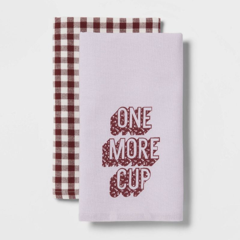 Photo 1 of 2pk Cotton One More Cup Kitchen Towels - Room Essentials
, 5 COUNT 