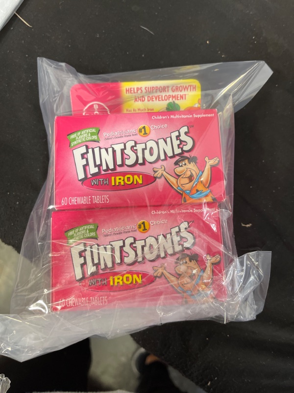 Photo 2 of 2 packs of Flintstones Chewable Kids Vitamins with Iron, Multivitamin for Kids & Toddlers with Vitamin D, Vitamin C & more, 60ct
EXP 10/2023