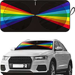 Photo 1 of 210t windshield sun shade foldable rainbow sunlight car front window shade for most sedans suv truck blocks uv rays large size