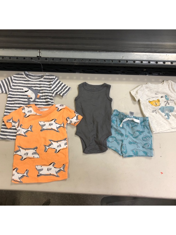 Photo 1 of 2t shark tshirts plus 3m shorts grey onesie set