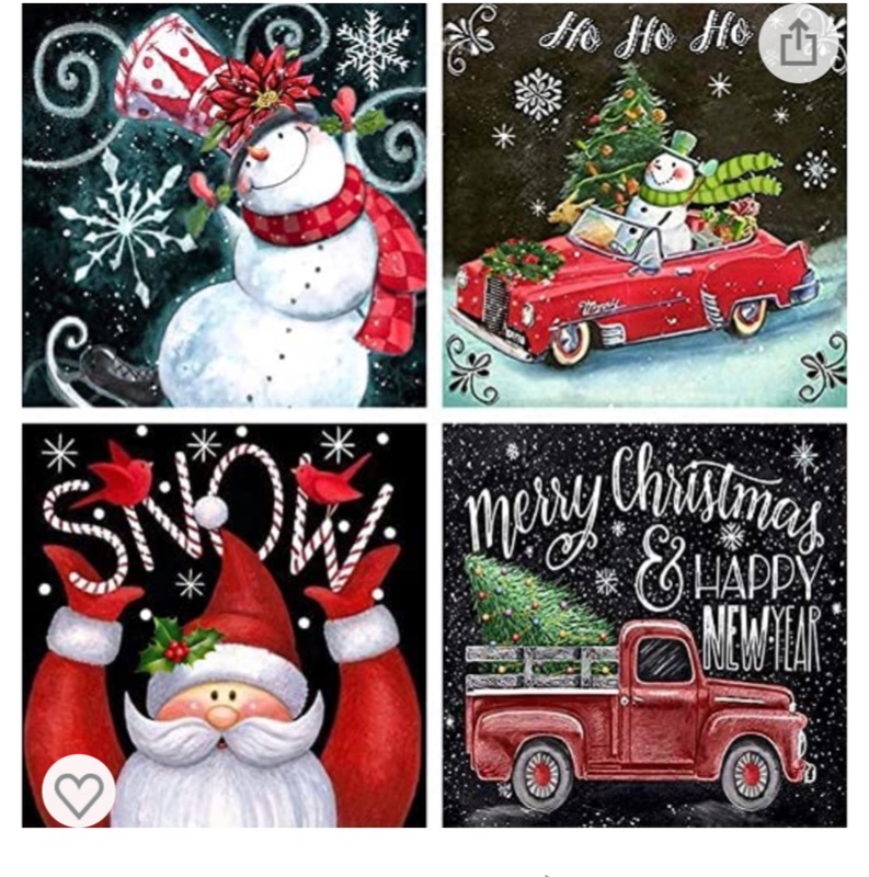 Photo 2 of  Christmas Diamond Painting, Santa Claus Snowman Truck Full Drill Diamond Art Kits, DIY Crystal Rhinestone 5D Diamond Painting Kits for Adults and Beginner Home Wall Decor, 12X 12 Inch (2 packs ) 