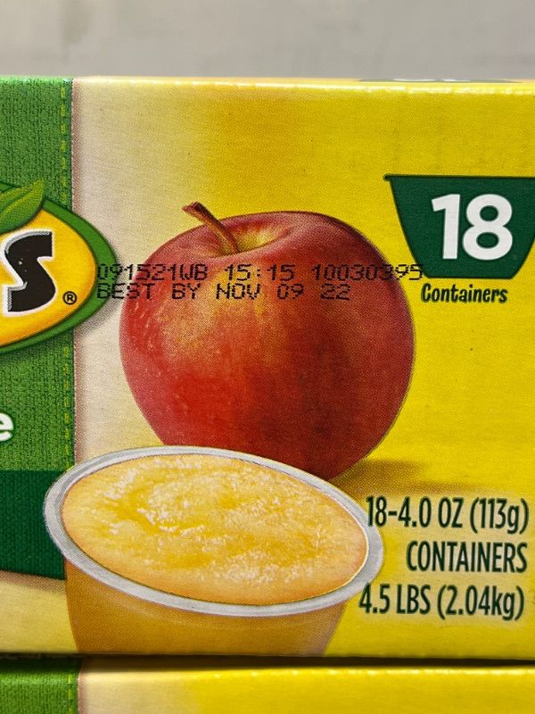 Photo 3 of 2 BOXES - Mott's Applesauce, 4 oz cups, 18 count - EXP: NOV 09,2022

