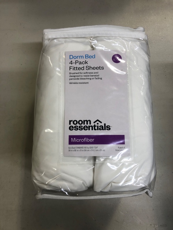 Photo 2 of 4pk Solid Microfiber Fitted Sheet - Room Essentials™

