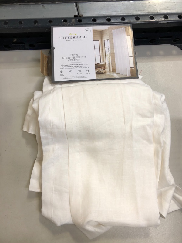 Photo 1 of 1pc Light Filtering Linen Window Curtain Panel - Threshold™

