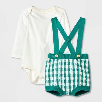 Photo 1 of Baby Girls' Gingham Sweater Set - Cat & Jack™ Green SIZE 12M

