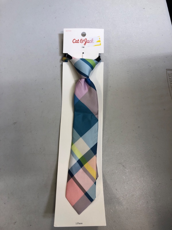 Photo 2 of Boys' Woven Zip Necktie - Cat & Jack™ Pastel Plaid

