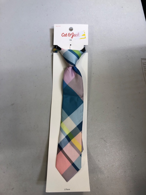 Photo 1 of Boys' Woven Zip Necktie - Cat & Jack™ Pastel Plaid
