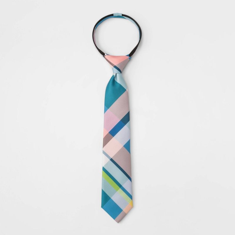 Photo 1 of Boys' Woven Zip Necktie - Cat & Jack™ Pastel Plaid
