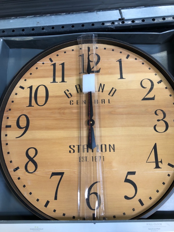 Photo 2 of 26" Grand Central Station Wall Clock Tan/Black - Threshold™(Clock has minor scratches)

