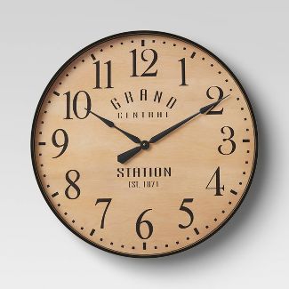 Photo 1 of 26" Grand Central Station Wall Clock Tan/Black - Threshold™(Clock has minor scratches)

