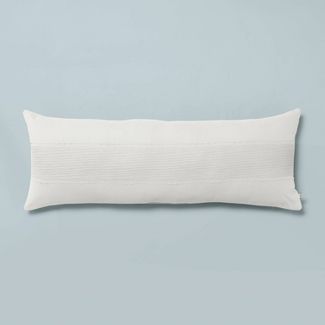 Photo 1 of 16"x42" Slub Center Stripe Oversized Lumbar Bed Pillow - Hearth & Hand™ with Magnolia

