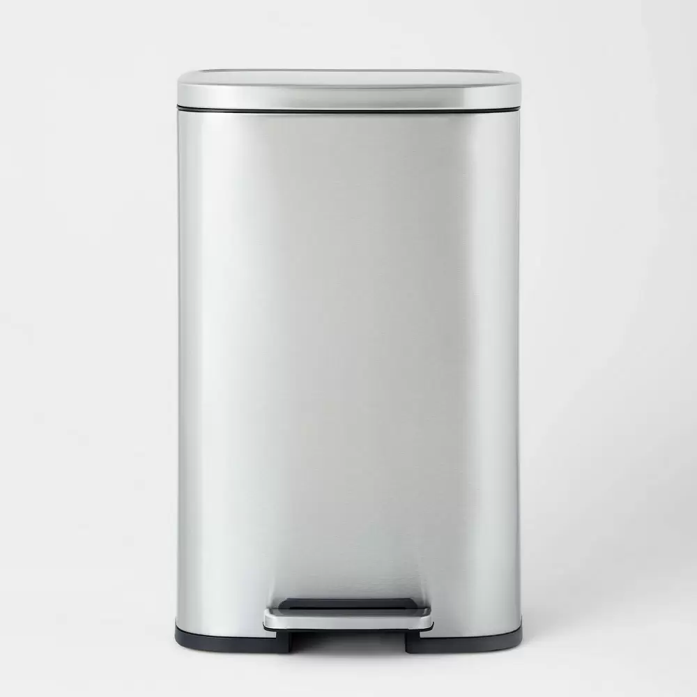 Photo 1 of 45L Rectangular Step Trash Can Silver - Brightroom