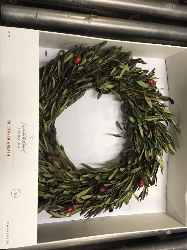 Photo 2 of 20" Preserved Olive Leaf Wreath - Hearth & Hand™ with Magnolia


