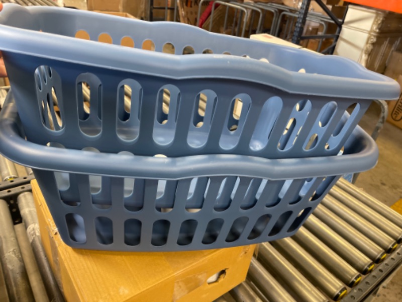Photo 3 of 1.5bu Laundry Basket Blue - 2 PACK (MARKING FROM NOT BEING PACKAGED) 

