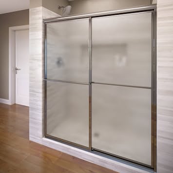 Photo 1 of Basco Shower Door Deluxe Framed Sliding Shower Door, Fits 38-40 inch opening, Obscure Glass, Silver Finish

