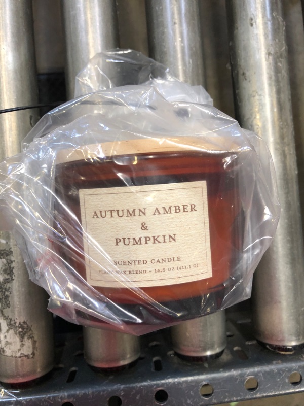 Photo 2 of 14.5oz Autumn Amber & Pumpkin Lidded Glass Candle Rust - Threshold™

