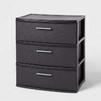 Photo 1 of 3 Drawer Wide Tower Black - Brightroom™

