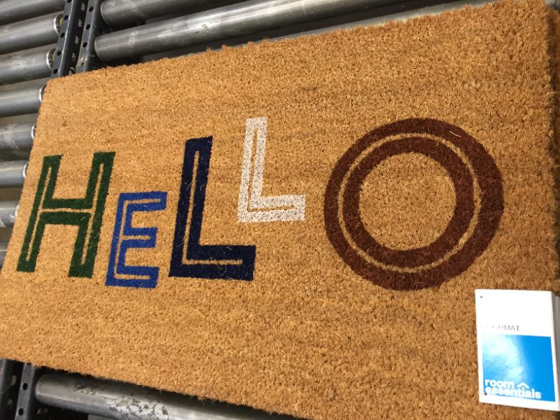 Photo 2 of 1'6"x2'6" Hello Colorblocked Coir Doormat 

