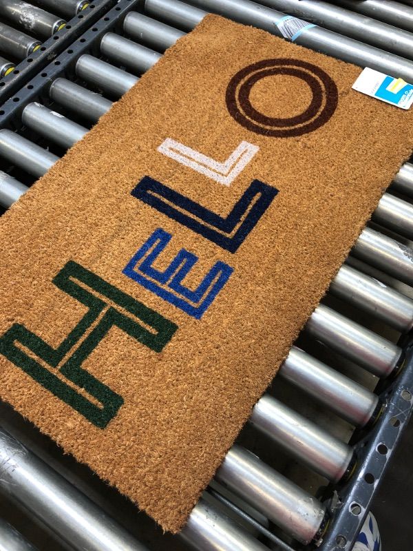 Photo 2 of 1'6"x2'6" Hello Colorblocked Coir Doormat - Room Essentials