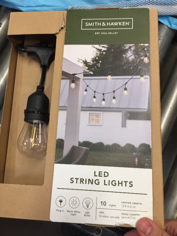 Photo 2 of 10ct Vintage LED Outdoor Drop String Lights with Tube Filaments Black - Smith &
