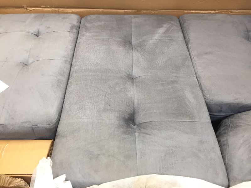 Photo 9 of 3-Piece Gray Chaise Lounge with ottoman.